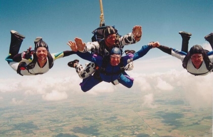 JACKIE AND ALAN DOING A FORMATION WITH DARREN ON TANDEM